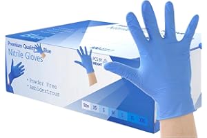 FIRMSAFET 200 Disposable Gloves Medium Blue Nitrile Gloves Food, Mechanical, Industrial, Hair & Beauty, Janitorial, Car Car e, Multipurpose-Powder Free (200 Gloves, Medium)