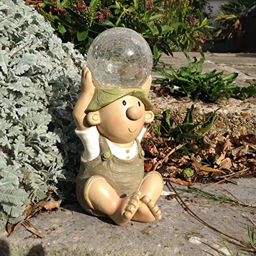 Gnom-Kunstharz-Figur, Gartenfigur mit solarbetriebener Beleuchtung, farbwechselnde Leuchtkugel - 3