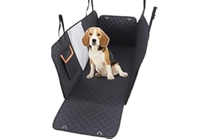 GoBuyer Dog Car Seat Cover Protector Liner Hammock for Car Boot and Back/Rear Seat Accessories - Universal, Heavy-Duty & Non-slip + Headrest Strap Seat Belt