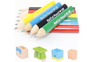 NatCot Triangular Fat Pencil for 3-8 Years Old Kids Use, 3.5-inch 10 Pencil with Pencil Sharpener and Eraser Boy-B Style