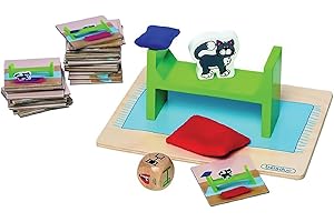 Beleduc Trouver Monty Cherche et Trouve Jeu - Enfant de 4 ans et Plus - 34 Cartes en Bois Chat Monty, Console de Jeu, Cube - +2 à 5 Joueurs - Jeu de Mémoire & Perception Spatiale - Educatif, Ludique