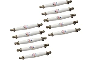 E EBETA 10er poignée de tiroir poignée de meubles, Poignées en arc Poignées en céramique, Distance entre les trous 128 mm (Blue Morning Glory)