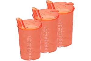 HansaGT Medical Erwachsenen Schnabelbecher mit Trinköffnung – 200ml Trinkbecher mit Deckel, 3 Stück mit Trinköffnung, ideal für Kinder und Senioren, Farbe wählbar (Rot)