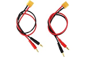 OliYin 2pcs Male XT60 to 4.0 Banana Plug RC Battery Charge Cable 14awg Silicone Wire 30cm 11.8inch (Pack of 2)