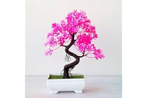 EAWFGTUW Fügen Sie einen Hauch von grünem Bonsai-Baumblumen aus Kunststoff für Bürozimmertisch hinzu (für Rosa)