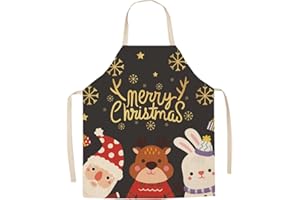 JFAN Delantal de Cocina de Navidad, Delantal de Santa Claus Rojo para Cocinar En Navidad Delantales