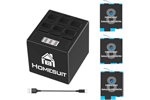 Homesuit Hero 8/7/6/5 Replacement Batteries (3 Pack) and 3-Channel LCD USB Storage Charger for Hero 8/7 Black, Hero 5/6 Black, Hero 2018 (Fully Compatible with Original)