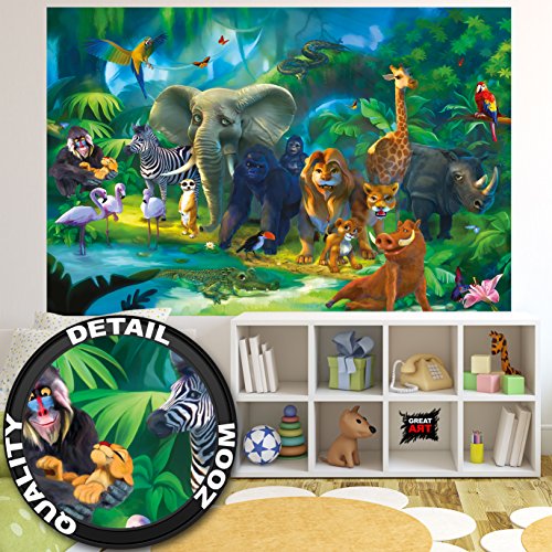 Fototapete Safari Wand-dekoration - Wandbild Dschungel Poster-Motiv by GREAT ART (210 x 140 cm)