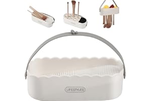 ‎DUCARE DUcare Makeup Pinsel-Reiniger, Pinselreiniger Reinigung｜Kosmetikpinsel-Reinigungsetui mit Silikon-Pad, leicht zu tragen, geeignet für Reisen und tägliche Reinigung von Make-up-Pinsel (weiße-1PCS)