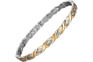 YINOX Bracelets de Cheville magnétiques Or 5 en 1 pour Femmes Bijoux 23,5 cm / 6,5 mm