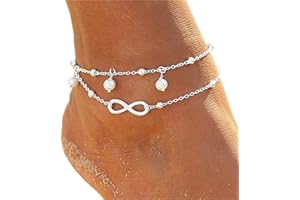 Clataly Sun Moon Braccialetti Della Caviglia Multistrato Ananas Amore Tartaruga Perline Della Caviglia Accessori Estivi Beach Foot Gioielli per Le Donne Ragazze (Lettera 8 Cavigliera)