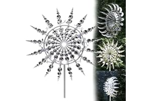 VEKETRY Mulino a vento in metallo unico e magico - Mulino a vento magico all'aperto - Scultura cinetica del vento 3D Muoversi con il vento - Adatto per giardino, terrazza, prato, decorazione del paesaggio