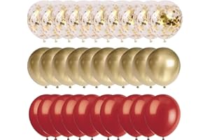 YUKIYI Set di 60 palloncini dorati e rossi da 30,5 cm, lattice metallizzato, per matrimoni, anniversari, baby shower e feste di compleanno