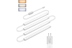 GOODEA Lampe de Cuisine LED Filaire Ultra-Fine, Réglable en Luminosité - Bande Lumière 4 x 30 cm 400 lm avec Interrupteur, 3 Températures de Couleur - Éclairage Led pour Cuisine Sous Meuble