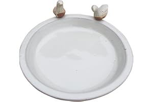 Fachhandel-Plus Vogeltränke mit Vögel rund frostfest Vogelbad Futterschale Vogelbecken Shabby chic versch. Farben wählbar, Farbe:altweiß