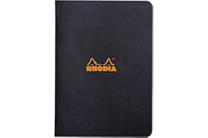 RHODIA 119189C - Carnet Piqué Black - A5 14,8 x 21 cm - Ligné - 96 pages - Papier Clairefontaine Blanc 80 g/m² - Couverture en Carte Enduite Souple, Résistante et Imperméable - Classic