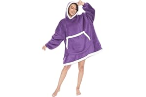 LLTTEER Sweat Plaid à Capuche Surdimensionné de Noël,Pull Polaire Femme, Sweat à Capuche Confortable Super Doux avec Poche géante,Sweat à Capuche géant Confortable pour Adultes