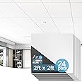Art3d 24-Pack Smooth 3D Decorative Suspended Drop Ceiling Tiles 2ft x 2ft in Off White, PVC Ceiling Panels 24 x 24in.