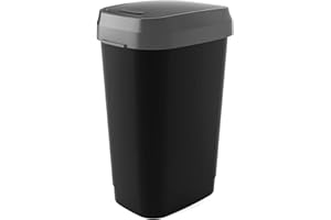 Kis Dual Swing Bin L - Pattumiera Basculante Per Sacchetto Da 50 Lt, Doppia Opzione Di Apertura - 30,5X42X60H Nero