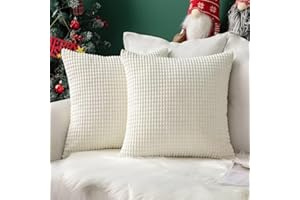 MIULEE Weihnachten Kissenbezug 40x40 Weiß Sofakissen Kordsamt Kissenbezüge Quadrat Cord Dekokissen Kissenhülle Dekorativ Couchkissen Bezug Weich für Wohnzimmer Schlafzimmer 16x16 Inch 2er Set