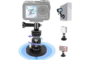 KIORAFOTO Soporte Magnético para Cámara, Asiento de Zapata fría Conmutable y Tornillo de 1/4"-20, Base Magnética de 66 mm, con Cabezal de Bola Giratorio de 360°, Soporte para Adaptador Gopro