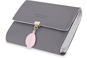 ANYWN Portfel damski z gładkiej i miękkiej sztucznej skóry, mały i krótki, w bardzo pięknych kolorach, z wieloma przegródkami, ciemnoszary, S, Nowoczesny