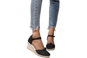 azaz Sandales Femme Été Confortable Sandales Compensées Mode Multiples Tressé Lin Chaussures Respirantes Bout Rond Fermé Sandales Décontractées Respirantes Semelles Épaisses Compensées Chaussons