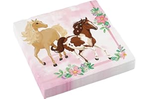 amscan - Servilletas de papel (20 unidades, 33 cm), diseño de caballos y flores