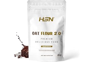 Harina de Avena de Sabores de HSN | Sabor Brownie 3 Kg = 60 Tomas por Envase - Instant Oatmeal - Ideal Tortitas de Avena y Claras, Batidos | Sin Azúcares añadidos