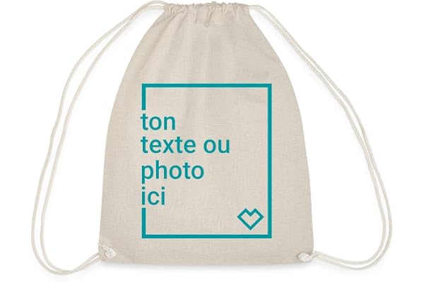 Spreadshirt Créez Votre Propre Sac Personnalisé avec Texte ou Photo Imprimée Sac À Dos Cordon, Taille Unique, Nature