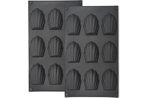 YXHZVON 2 Pièces Moule a Madeleine, 9 Cavités Moule Madeleine Silicone Antiadhésifs pour Mousse Chocolat Muffin Pudding（Noir）