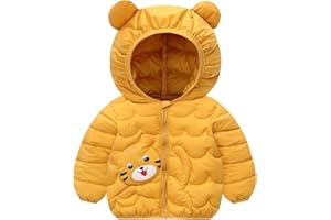 chhoioia Chaqueta de invierno para niños y niñas, abrigo de plumas con capucha con orejas de oso, chaqueta ligera con diseño de dibujos animados, abrigo de exterior para niños
