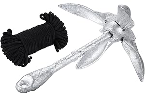 YMIKO Ancora per Barca, Ancora Marina da 3,2 Kg con Corda da 20 M Portatile Pieghevole in Acciaio Al Carbonio Zincato per Barche/yacht/dinghy/kayak/moto D'acqua/canoe