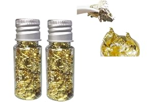 Kylewo Feuille d'or Comestible Flocons de , 24K Flocons d'or Comestible Alimentaire décoration Feuille de Papier Cuisine Cuisine Mousse Cuisson pâtisserie Arts Artisanat décor