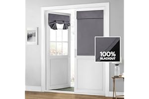 HOMEIDEAS 100% Blackout French Door Curtains, Privacy Room Darkening Curtains, 26 X 40 Inch Thermal Insulated Shades for Bedroom, (1 Panel, Grey)