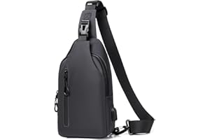 Lidxfeo Anti-Diebstahl Multipurpose Crossbody Bag, Wasserdichter Brusttasche Chest Bag Herren, Schultertasche mit USB Ladeanschluss, Mehrere Taschen Sling Rucksack, für Wandern, Reisen, Klettern usw