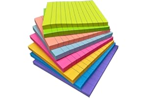 ‎KIFZM 4 x 4 inch Ruled Sticky Notes for Mail 8 Bright Colors Self Adhesive Notes 50 Sheets Per Pad 8 Pads Total 400 Sheets