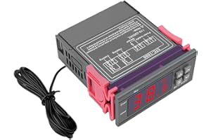 BINGHE Termostato Digital, AC 110V-220V Controlador Digital Temperatura con Sonda de Sensor, Interruptor del controlador de temperatura con LED Display Para Refrigeradores, calentadores de agua, incubadoras