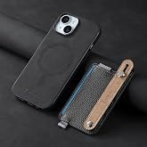 Zebana Apple iPhone 13 ile Uyumlu Kılıf Zebana M-safe 2in1 Kartlıklı Best Deri Kılıf Siyah
