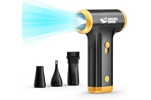 Smiling Shark Compressed Air Duster, Innovative 150000 RPM Stepless Speed 5Kpa USB Rechargeable Electric Air Duster for Outdoor/Camping/Fire Starter/Sports Cooling/Pet Blow Dryer, JF-01 (Black)