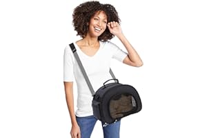 PETCUTE Transportin para Gatos, Bolsa de Transporte de Mascotas Plegable con Correa de Hombro Ajustable,Mango Resistente,Transpirable Transportín para Mascotas en Tren, Coche y Avión