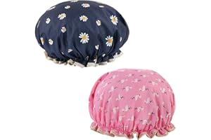 VAOLMLOP Cuffia Doccia, 2 Pezzi Impermeabili Cuffia Da Bagno,Con Fascia Elastica,Cuffia Dadoccia Riutilizzabile,Per Donna,Doccia, Bellezza, Cucina