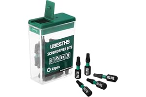 UBESTHS Torx Bit T20, Schraubendreher Bits Set 25 Stück, 1/4" Sechskantschaft, 25mm Länge mit Box