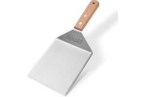 Mallez Stainless Steel Griddle Grill Spatula, 6" x 5" Heavy-Duty Barbecue Turner with Bevelled Edges - Barbecue Hamburger Grilling Griddle Accessories
