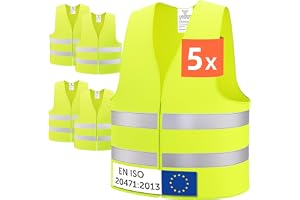 Brovamo High Visibility Vests Car Vests 5 European Valid in Accordance with EN ISO 20471 Safety Vest Car Safety Vest All Sizes Safety Vest Children's Safety Vest