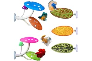 HyzaPhix 5pcs Hamac pour Betta,Plante Aquarium Artificielle Silicone Champignon Cachette Poisson Aquarium Betta Feuille de Betta Fish pour Fish Tank Ornement (5pcs)