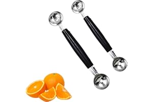 QQDBT 2 PCS Double Sided Melon Baller, Melon Baller Scoop, Round Melon Balls Fruit Baller Scoop Stainless Steel Melon Baller Melon Scoop Double Scoop Ice Cream Cone Double Dessert Scoop for Fruit Ice Cream