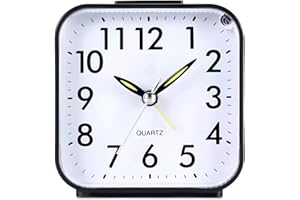 AHDXKUE Alarm Clock, Alarm Clocks Bedside, Silent Non Ticking Small Desk Clock with Luminous Pointer, Battery Operated for Bedroon, Office, Desk