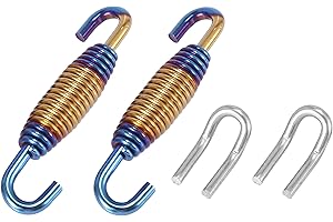 Motoforti 34mm 1.34" Motorcycle Exhaust Pipe Spring Set with Hook Yellow Blue