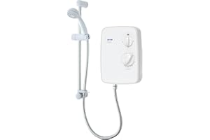 Triton Showers Riba, Shower Electric, 8.5 KW, White, Instant Hot Water, Replacement Shower, Anti Twist Hose, Bathroom Showering Unit